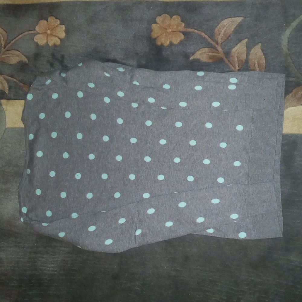 Dark grey and teal polka dot sweater - Picture 2 of 5